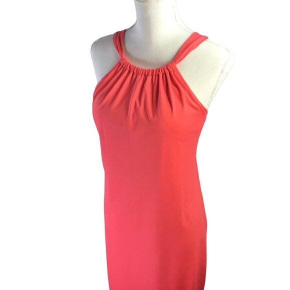 Athleta Kokomo Swim Dress Melon Size M Built in Bra Tie Halter 739779 High Neck - Picture 2 of 10